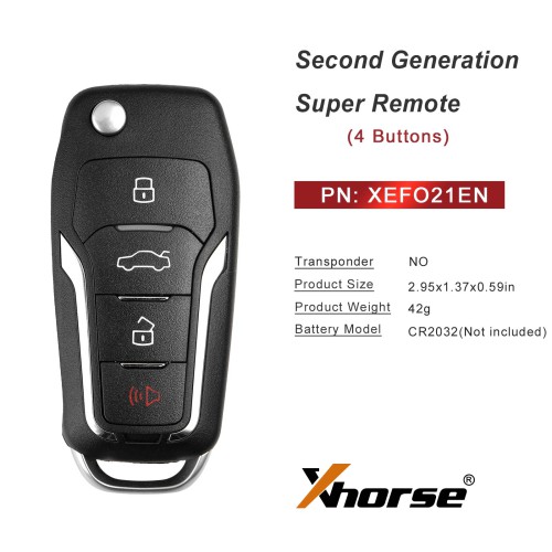 [5Pcs/Lot] XHORSE XEFO21EN FOR.D Style Second Generation Super Remote Flip 4 Buttons