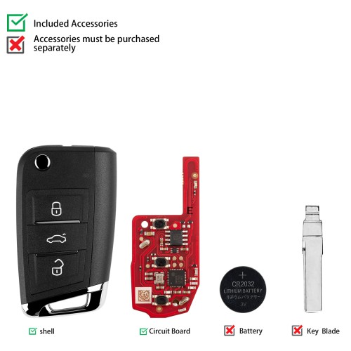 [5Pcs/Lot] XHORSE XEDM24EN Second Generation Super Remote MQB Style 3 Buttons