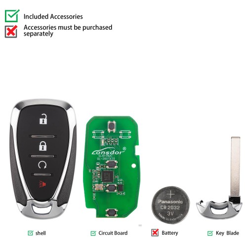 LONSDOR CL30-01 Remote Key 4 Buttons Supports ID46 ID49 ID4A 315MHz 433.92MHz for Chevrolet