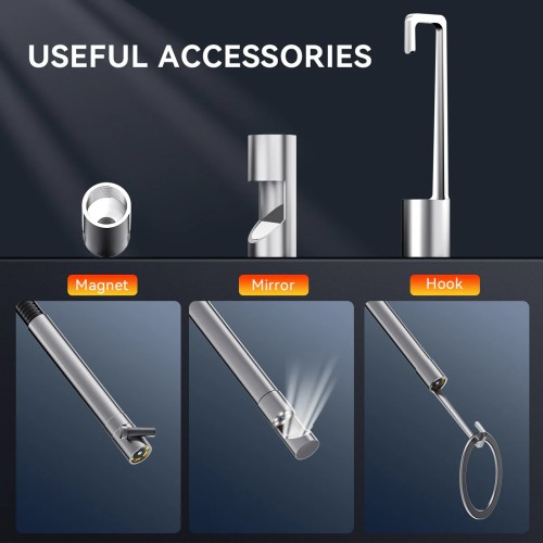 THINKCAR USB Endoscope TES102 with 5.5mm IP67 Tip & 6-Adjustable LED Lights 1280*720 Definition, Works with THINKSCAN 689BT/MUCAR 892BT/MUCAR VO8