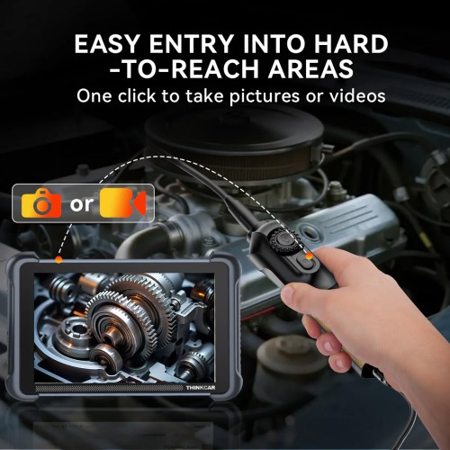 THINKCAR USB Endoscope TES102 with 5.5mm IP67 Tip & 6-Adjustable LED Lights 1280*720 Definition, Works with THINKSCAN 689BT/MUCAR 892BT/MUCAR VO8