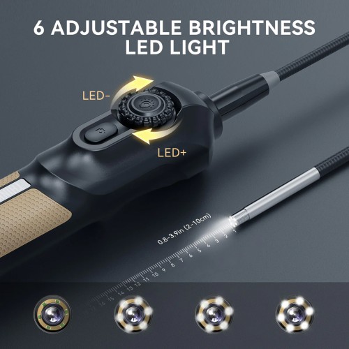 THINKCAR USB Endoscope TES102 with 5.5mm IP67 Tip & 6-Adjustable LED Lights 1280*720 Definition, Works with THINKSCAN 689BT/MUCAR 892BT/MUCAR VO8