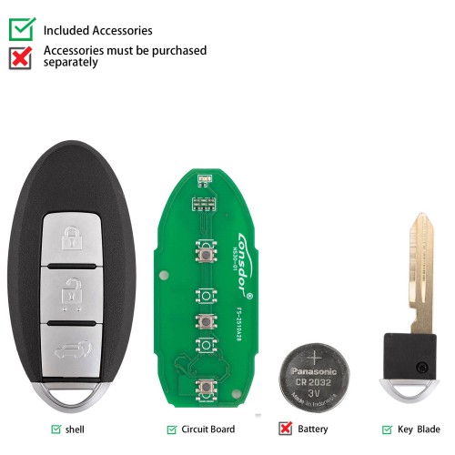 Lonsdor NS30-0C NS30 for Nissan/Infiniti Smart Key 3 Buttons Supports ID46 ID47 ID4A