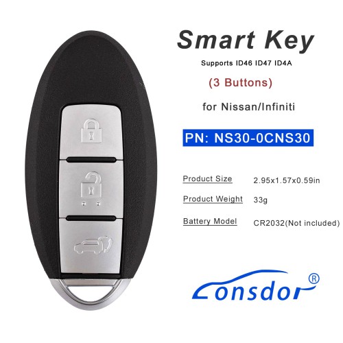 Lonsdor NS30-0C NS30 for Nissan/Infiniti Smart Key 3 Buttons Supports ID46 ID47 ID4A