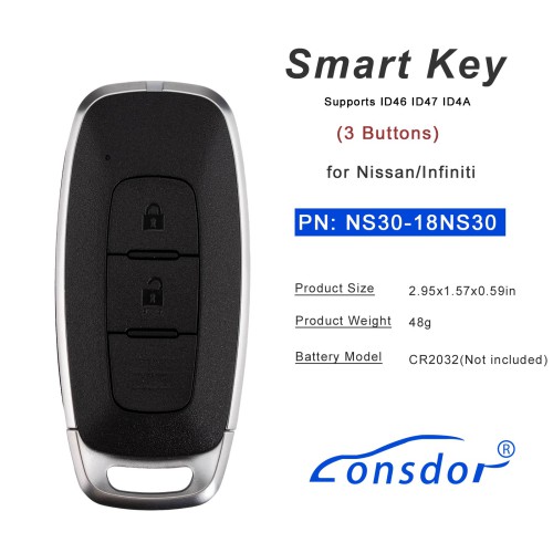 Lonsdor NS30-18 NS30 for Nissan/Infiniti Smart Key 3 Buttons Supports ID46 ID47 ID4A
