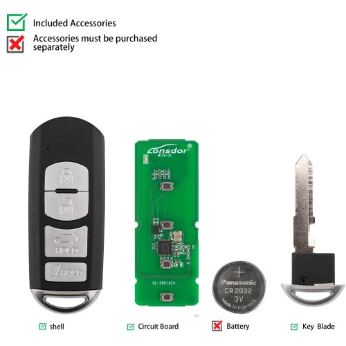 LONSDOR MZ30-23 Remote Key 4 Buttons for Mazda Supports ID49 315MHz 433.92MHz
