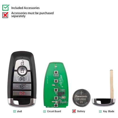 LONSDOR FO3H-0C High Frequency Remote Key for Ford Supports ID46 ID49, 868/902MHZ