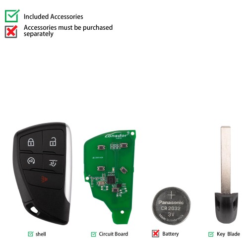 LONSDOR CL30-22 Remote Key 5 Buttons Supports ID46 ID49 ID4A 315MHz 433.92MHZ for Chevrolet