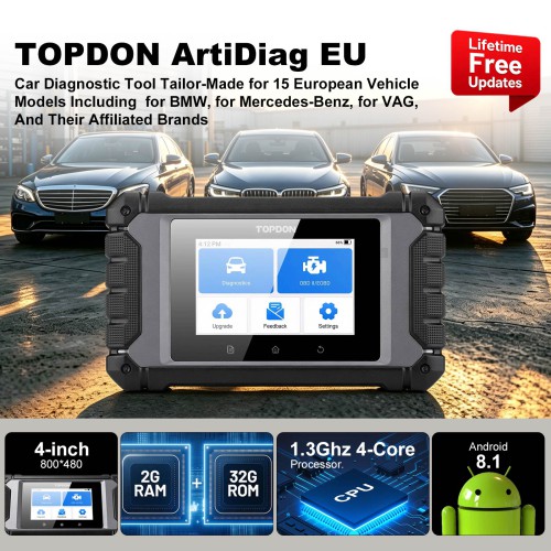 TOPDON ArtiDiag EU Car Diagnostic Tool for Euro Vehicles Supports ECU Coding Free Updates