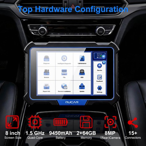 MUCAR VO8 OE-level Full System Diagnostic Support 34+ Maintenance Functions ECU Coding Auto VIN with 9450mAh Battery & 8MP Camera Free Update