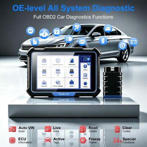 MUCAR VO8 OE-level Full System Diagnostic Support 34+ Maintenance Functions ECU Coding Auto VIN with 9450mAh Battery & 8MP Camera Free Update