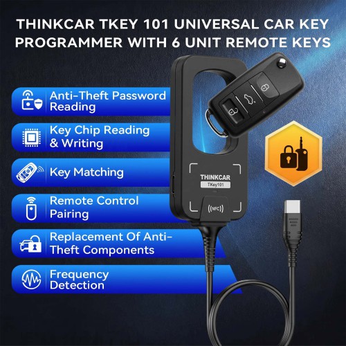 THINKCAR TKEY101 - Universal Car Key Programmer with 6 Remote Keys