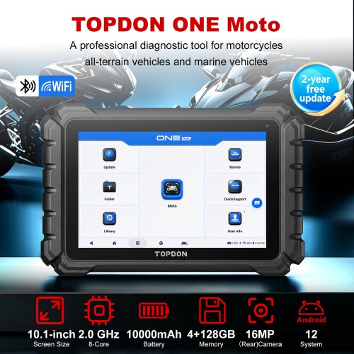 TOPDON ONE Moto Diagnostic Scanner for Motorcycles, ATVs and Marine Vehicles Support 45 Languages 2 Years Free Update