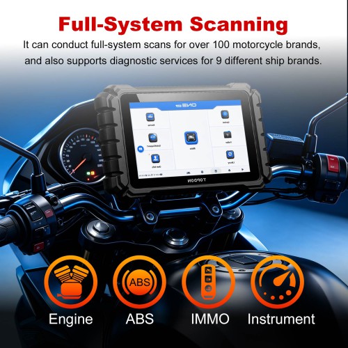 TOPDON ONE Moto Diagnostic Scanner for Motorcycles, ATVs and Marine Vehicles Support 45 Languages 2 Years Free Update