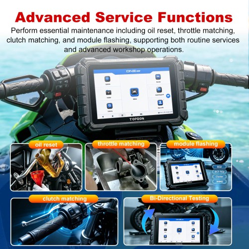 TOPDON ONE Moto Diagnostic Scanner for Motorcycles, ATVs and Marine Vehicles Support 45 Languages 2 Years Free Update