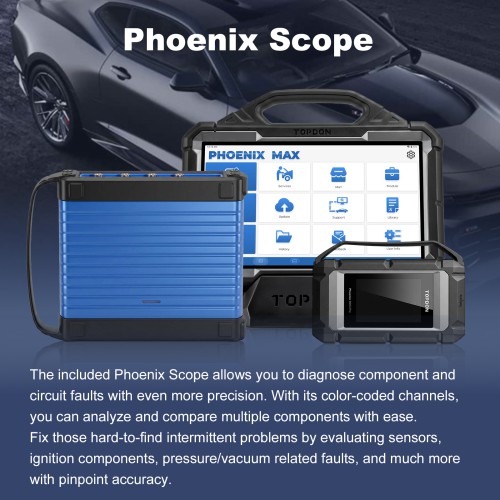 TOPDON Phoenix Max with Scope Professional Diagnostic Scanner Supports 4-channel Oscilloscope, Topology Mapping, ADAS compatibility,DoIP, CanFD, J2534