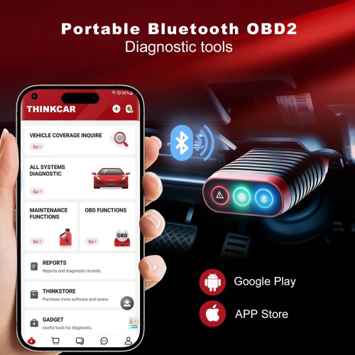 THINKCAR BD6 OBD2 Scanner AutoVIN & Full OBD2 Diagnostic Functions Supports 5 Resets Services 15+ Languages Lifetime Free Updates