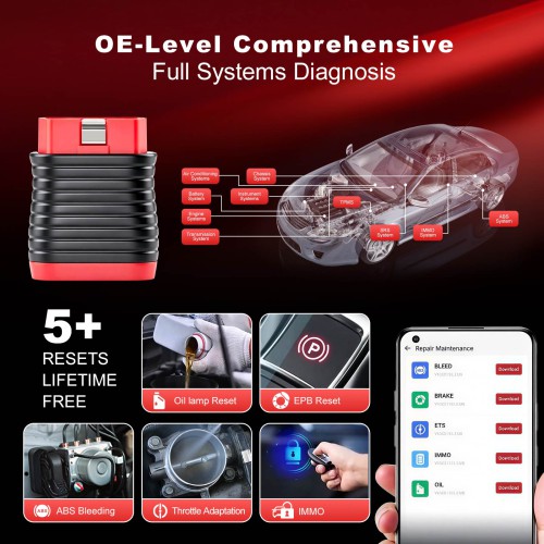 THINKCAR BD6 OBD2 Scanner AutoVIN & Full OBD2 Diagnostic Functions Supports 5 Resets Services 15+ Languages Lifetime Free Updates