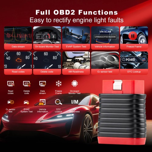 THINKCAR BD6 OBD2 Scanner AutoVIN & Full OBD2 Diagnostic Functions Supports 5 Resets Services 15+ Languages Lifetime Free Updates