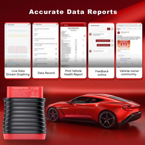 THINKCAR BD6 OBD2 Scanner AutoVIN & Full OBD2 Diagnostic Functions Supports 5 Resets Services 15+ Languages Lifetime Free Updates