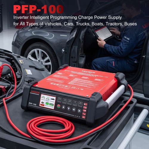 LAUNCH PFP-100 PFP100 Color screen Inverter Intelligent Programming Charge Power Supply for All Types of Vehicles Cars Trucks Boats Tractors Buses