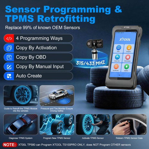 XTOOL TP580 Handheld Automotive TPMS Diagnostic Tool, Supports 22 Special Functions, Full Systems Diagnoses, 22 Kinds of Language