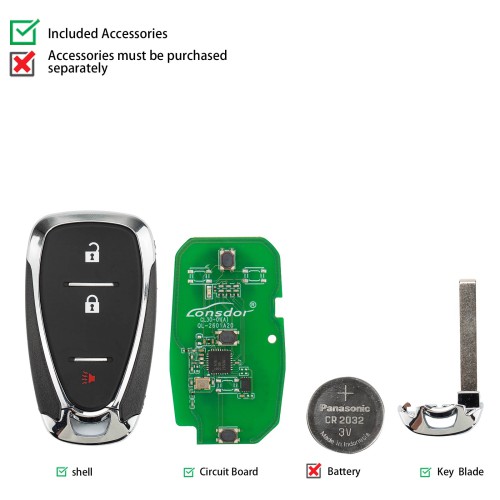 LONSDOR CL30-03 Remote Key 3 Buttons for Chevrolet Supports ID46 ID49 ID4A 315MHz 433.92MHz