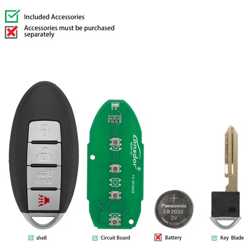 Lonsdor NS30-07 NS30 for Nissan/Infiniti Smart Key 4 Buttons Supports ID46 ID47 ID4A