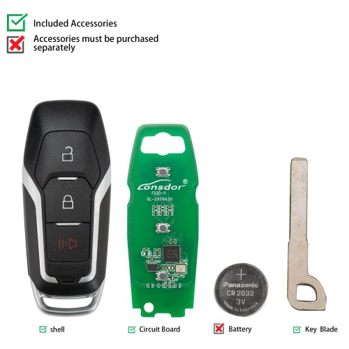 LONSDOR FO30 Series Smart Key FO30-15 Low Frequency 315/433 MHz 3 Buttons for Ford