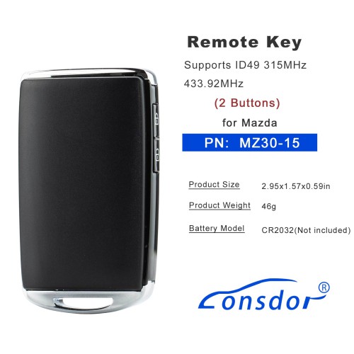 LONSDOR MZ30-15 Remote Key 2 Buttons Supports ID49 315MHz 433.92MHz for Mazda