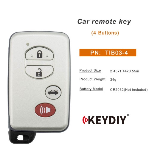 KEYDIY TIB03-4(silver gray) Smart Key 4 Buttons