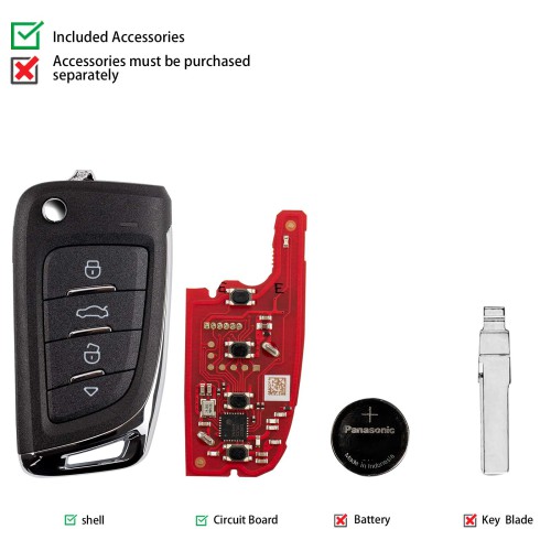[5Pcs/Lot] XHORSE XKM820EN M8 Flat Style Second Generation Wired Remote Keys 4 Buttons
