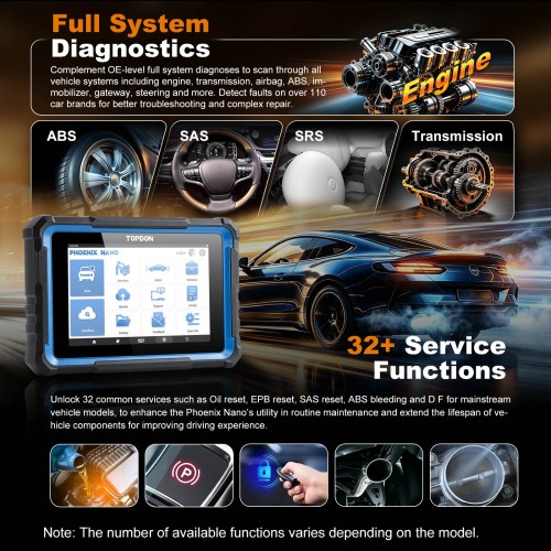 TOPDON Phoenix Nano Full System Diagnostics Supports CAN-FD & DOIP Protocols 32 Reset Functions