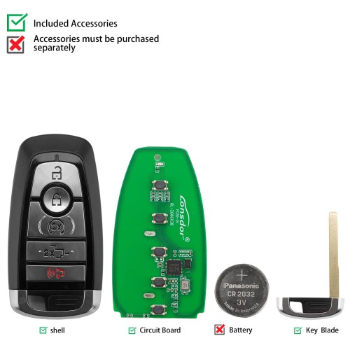 LONSDOR FO30 Series Smart Key FO30-0D Low Frequency 315/433 MHz 5 Buttons for Ford