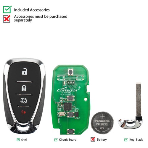 LONSDOR CL30-06 Remote Key 4 Buttons Supports ID46 ID49 ID4A 315MHz 433.92MHz for Chevrolet
