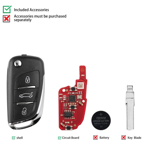 [5Pcs/Lot] XHORSE XEDS21EN DS Style Super Remote Key 3 Buttons Second Generation