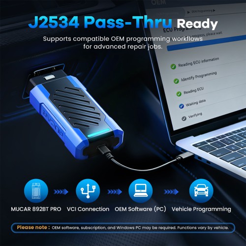 MUCAR 892BT PRO Bluetooth Diagnostic Scanner with AI Function Supports Topology Mapping 35 Reset ECU Coding CANFD & DOIP & J2534 Free Update