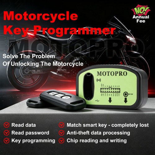 MOTOPRO PC-based Motorcycle Key Programmer Supports Transponder Read/write, PIN Code Calculation, Key Programming