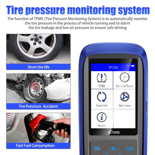 XTOOL TP150 OBD2 TPMS Diagnostic Scanner Tool Program 315&433 MHZ Sensor