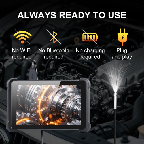THINKCAR USB Endoscope TES102 with 5.5mm IP67 Tip & 6-Adjustable LED Lights 1280*720 Definition, Works with THINKSCAN 689BT/MUCAR 892BT/MUCAR VO8