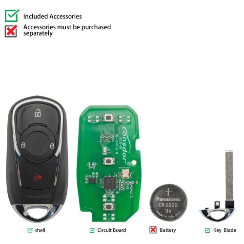 LONSDOR BU30-01 Remote Key 3 Buttons for Buick Supports ID46 ID49 ID4A 315MHz 433.92MHz