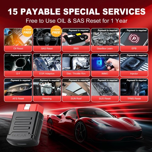 MUCAR BT200 OBD2 Scanner Full OBD2 Functions Supports 2 Reset Services, IOS/Android Bluetooth, 12 Languages