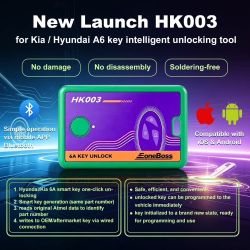 Eoneboss HK003 6A Full Unlock Key Matching Tool, No damage, No Disassembly Required, Direct Operation via APP
