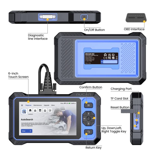 MUCAR 682 AI Intelligent Diagnostic Scanner OE-level Full System Diagnostics Supports CAN FD & FCA AutoAuth 20+ Reset Functions