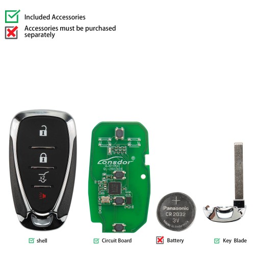 LONSDOR CL30-05 Remote Key 4 Buttons for Chevrolet Supports ID46 ID49 ID4A 315MHz 433.92MHz