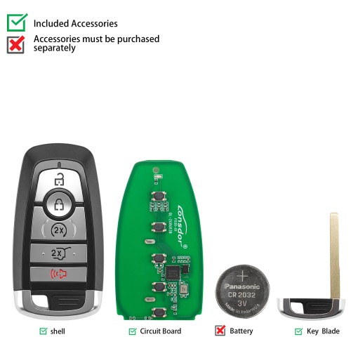 ×LONSDOR FO30 Series Smart Key FO30-0C Low Frequency 315/433 MHz 5 Buttons for Ford