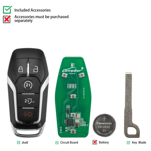 LONSDOR FO3H Series Smart Key FO3H-17 for Ford 5 Buttons Supports ID46 ID49 High Frequency 902/868MHZ
