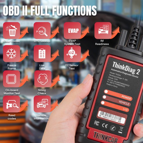 [UK/EU Ship] THINKCAR ThinkDiag 2 ALL software Full System Diagnostic tool Support CAN FD ECU Coding Active Test 16 Reset OBD2 Scanner