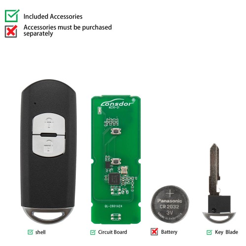 LONSDOR MZ30-27 Remote Key 2 Buttons Supports ID49 315MHz 433.92MHz for Mazda
