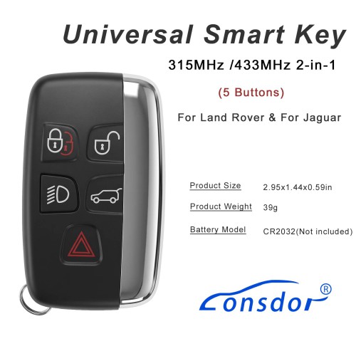 [UK/EU Ship] 1Pc Lonsdor JLR 2010-2018 Universal Smart Key for Land Rover & Jaguar 315MHz/433MHz 2-in-1